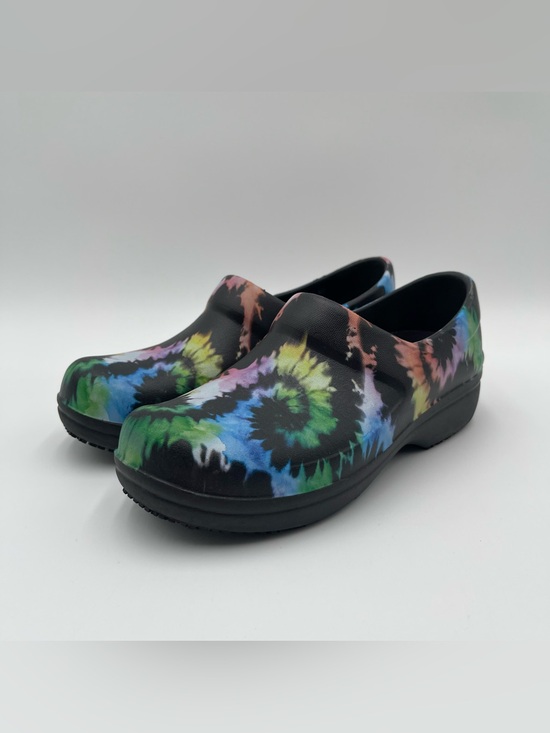 CROCS Shoes - Crocs Neria Pro II Slip On Work Nurse Clogs Shoes Black Tie Dye Womens Size 7